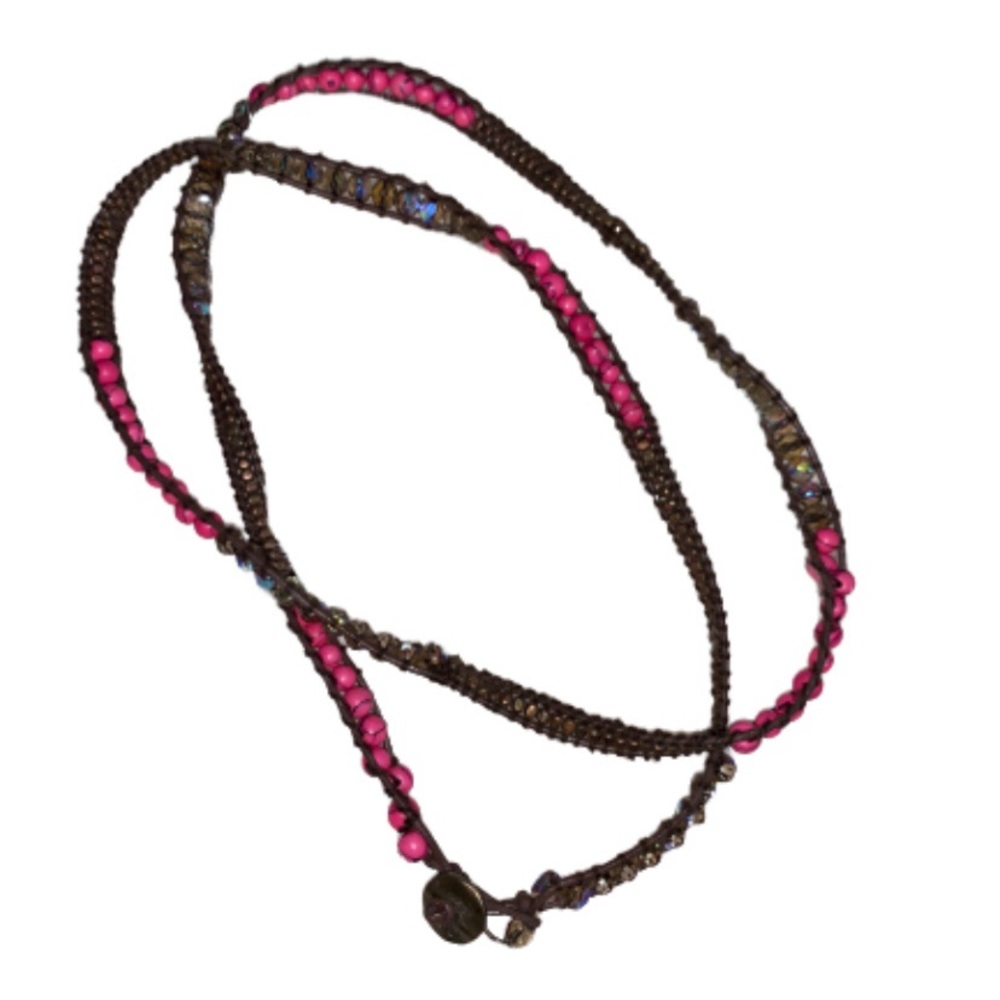 American Eagle beaded leather wrap bracelet